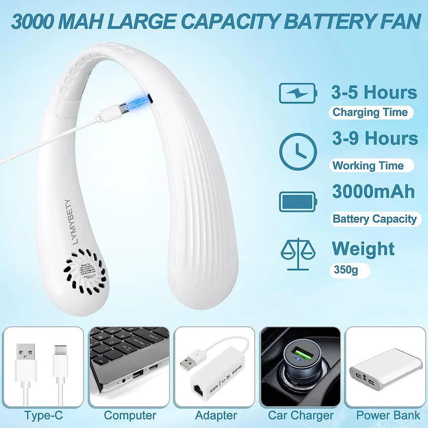 Portable Bladeless Rechargeable Neck Fan